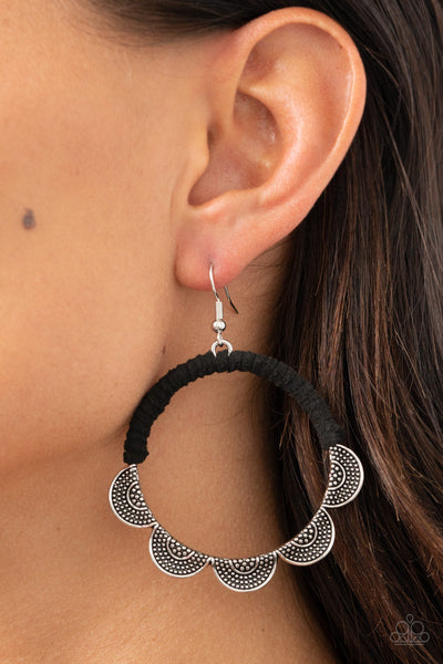 Tambourine Trend - Black-Paparazzi Earrings (#1519)