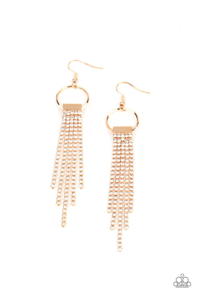 Tapered Twinkle - Gold Paparazzi Earrings (PZ-135)