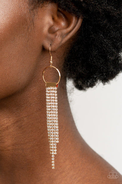 Tapered Twinkle - Gold Paparazzi Earrings (PZ-135)