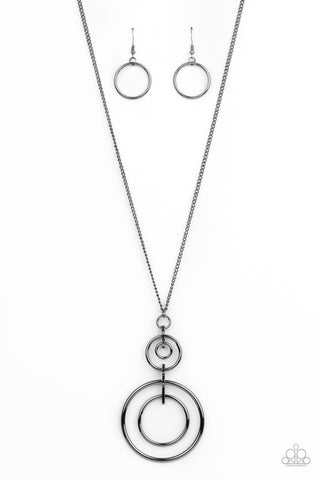 The Inner Workings - Black/Gun Metal Paparazzi Necklace (#2674)
