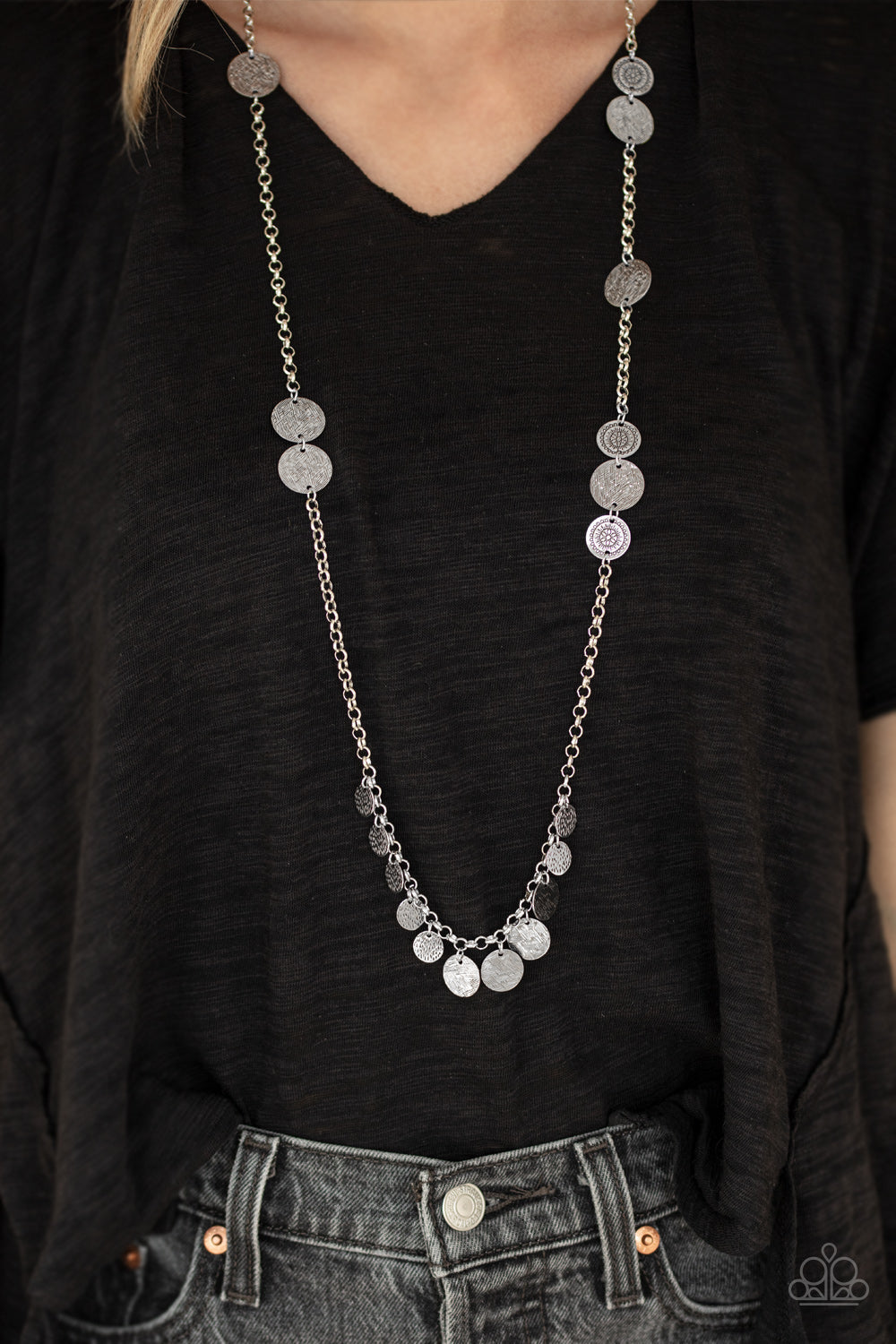 Trailblazing Trinket - Silver Paparazzi Necklace (#2650)