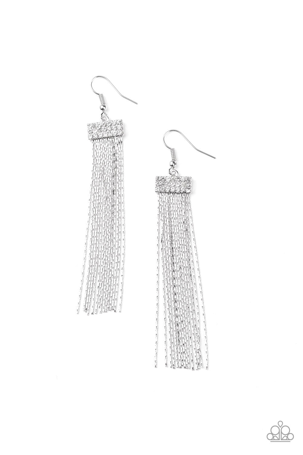 Twinkling Tapestry - White-Paparazzi Earrings (PZ-1221)