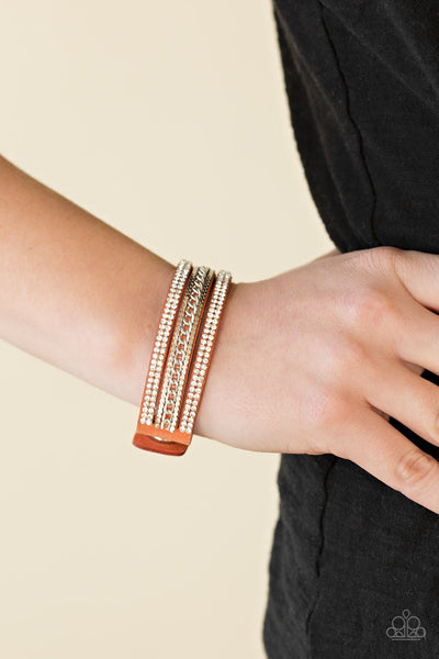 Unstoppable - Orange-Paparazzi Wrap Bracelet (W127)