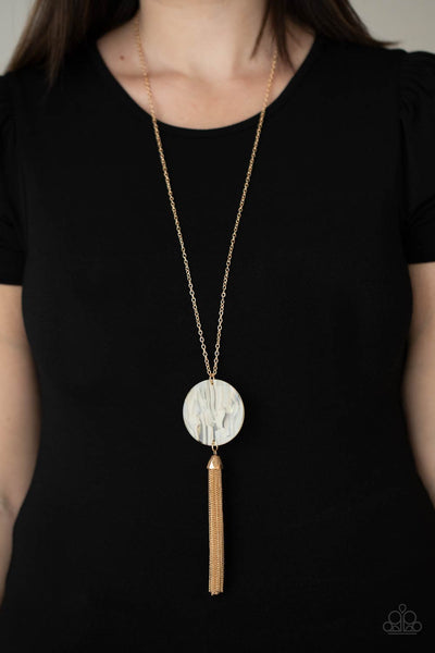 Up FAUX Grabs - White Paparazzi Necklace