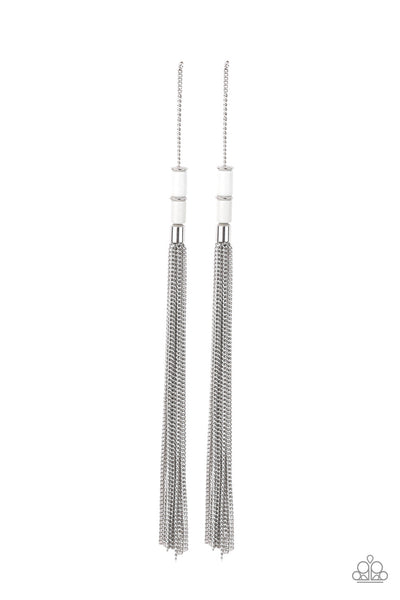 Windblown - White-Paparazzi Earrings (#674)
