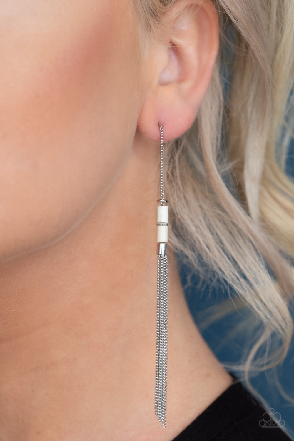 Windblown - White-Paparazzi Earrings (PZ-674)