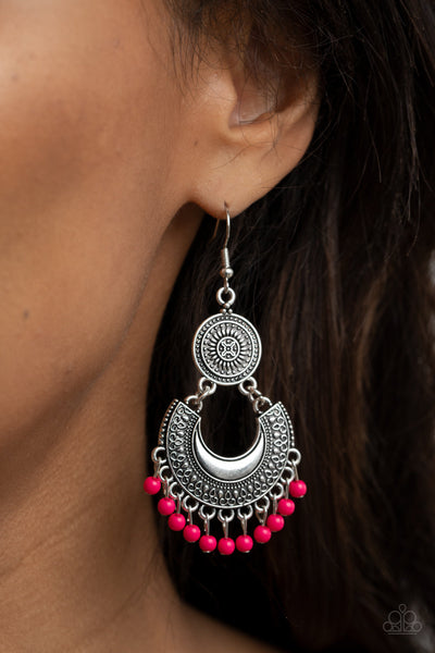 Yes I CANCUN - Pink Paparazzi Earrings