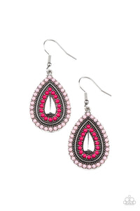 Beaded Bonanza - Pink Paparazzi Earrings