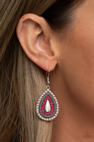 Beaded Bonanza - Pink Paparazzi Earrings