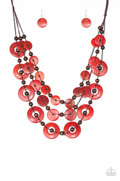 Paparazzi Necklace - Catalina Coastin - Red (#1686)