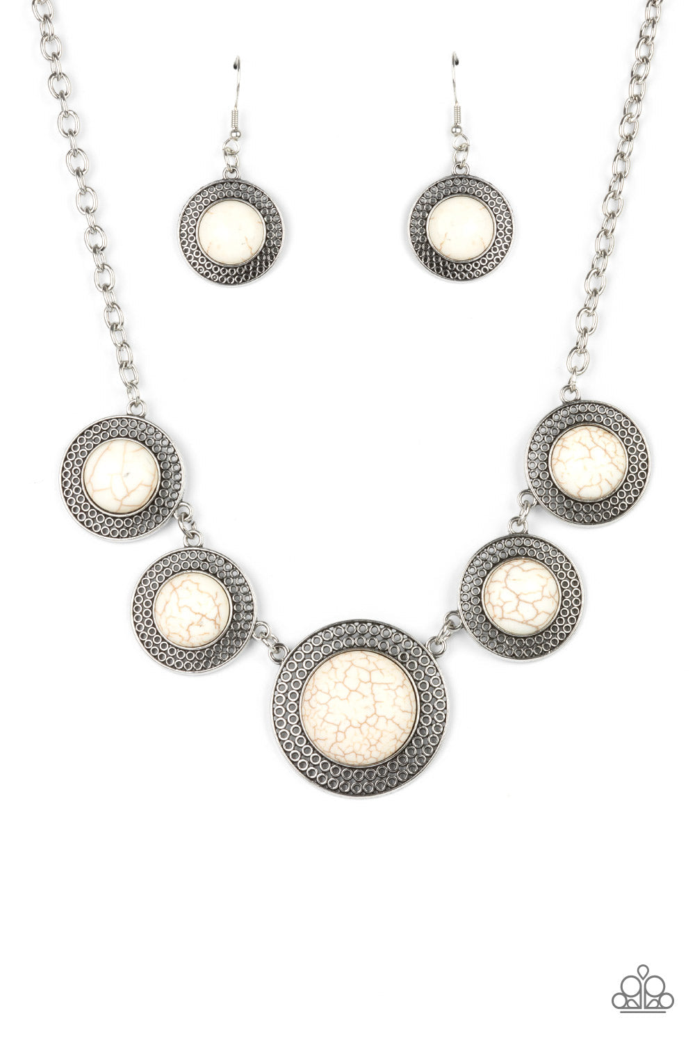 Circle The Wagons - White Paparazzi Necklace