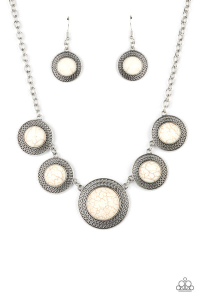 Circle The Wagons - White Paparazzi Necklace