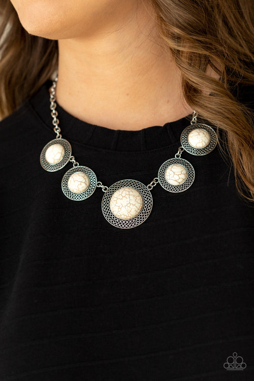 Circle The Wagons - White Paparazzi Necklace