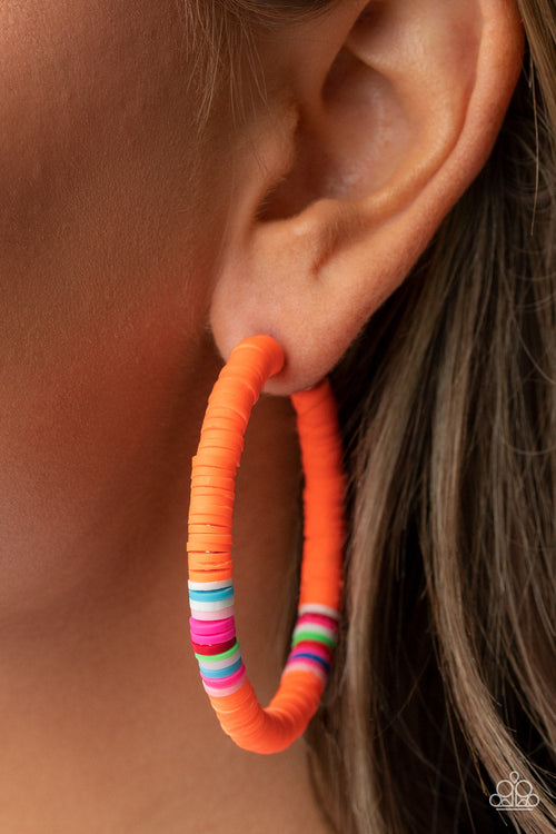 Colorfully Contagious - Orange Paparazzi Earrings (#4796)