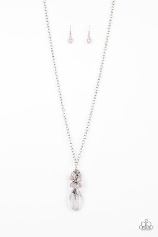 Crystal Cascade - Pink Paparazzi Necklace
