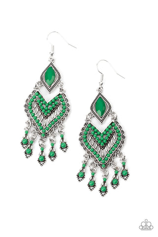 Dearly Debonair - Green Paparazzi Earrings Convention 2021