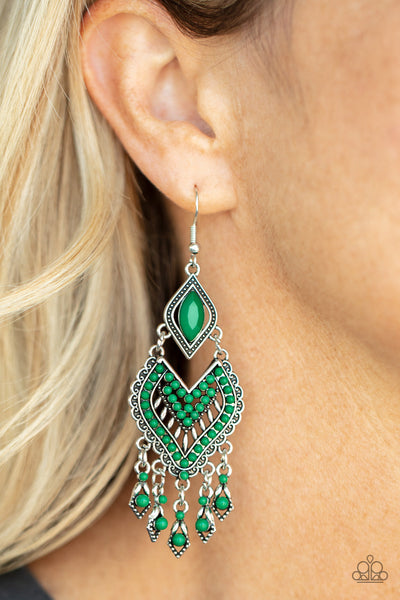 Dearly Debonair - Green Paparazzi Earrings Convention 2021