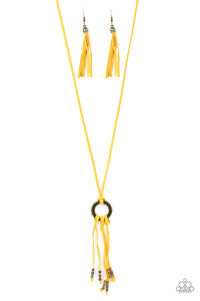 Feel at HOMESPUN - Yellow Paparazzi Necklace (#1532)
