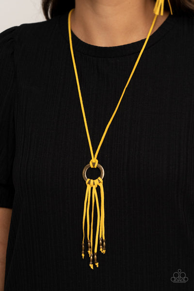 Feel at HOMESPUN - Yellow Paparazzi Necklace (#1532)