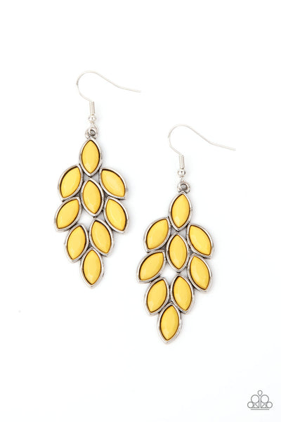 Flamboyant Foliage - Yellow Paparazzi Earrings (PZ-085)