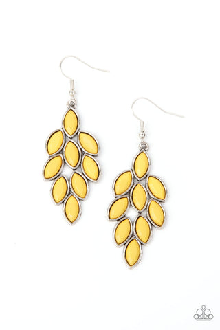 Flamboyant Foliage - Yellow Paparazzi Earrings (PZ-085)