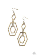 Geometric Maven - Brass Paparazzi Earrings (PZ-044)