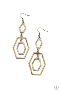 Geometric Maven - Brass Paparazzi Earrings (#044)