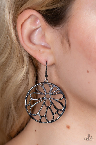 Glowing Glades - Black Paparazzi Earrings (#4891)