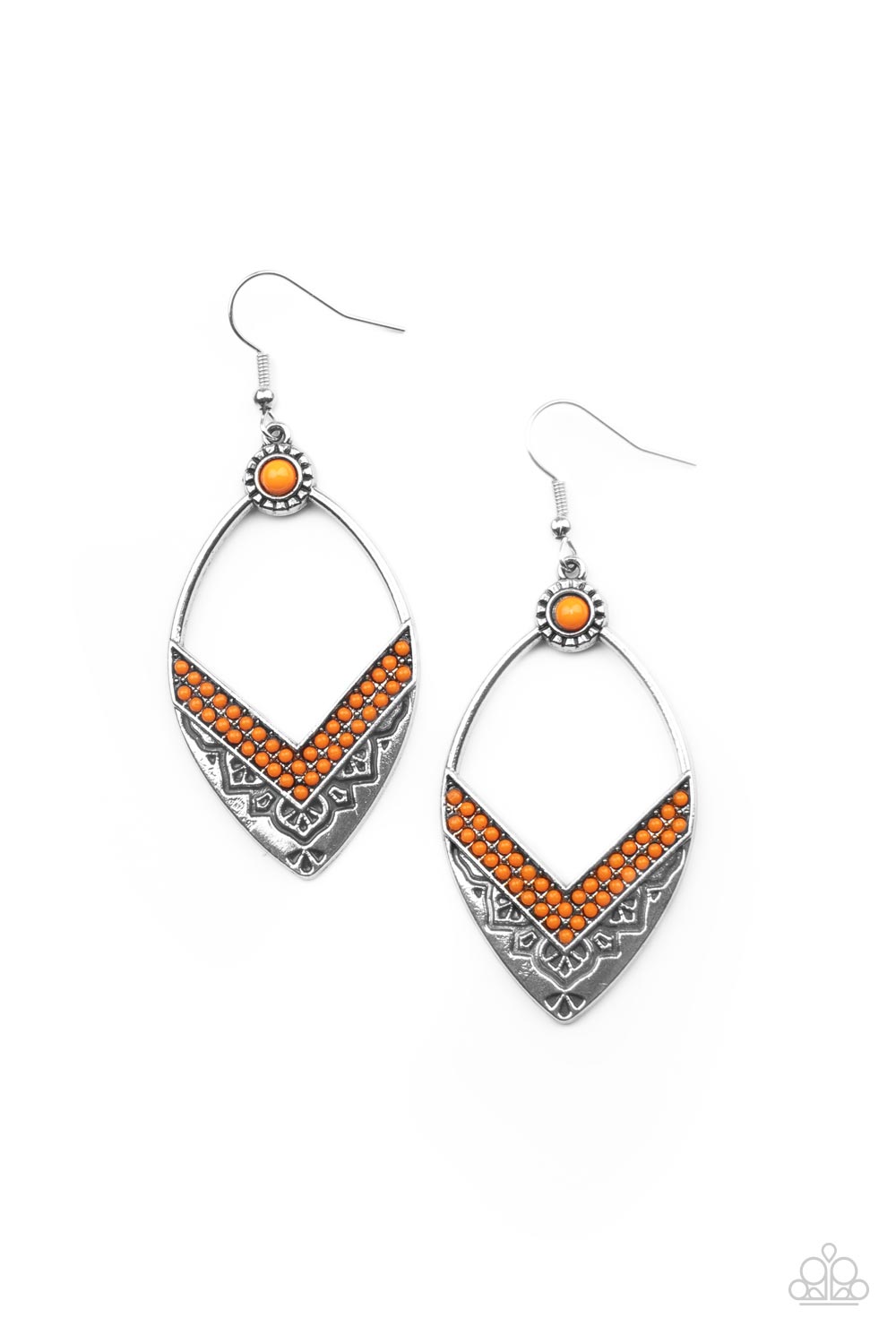 Indigenous Intentions - Orange Paparazzi Earrings (#4342)