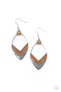 Indigenous Intentions - Orange Paparazzi Earrings (#4342)