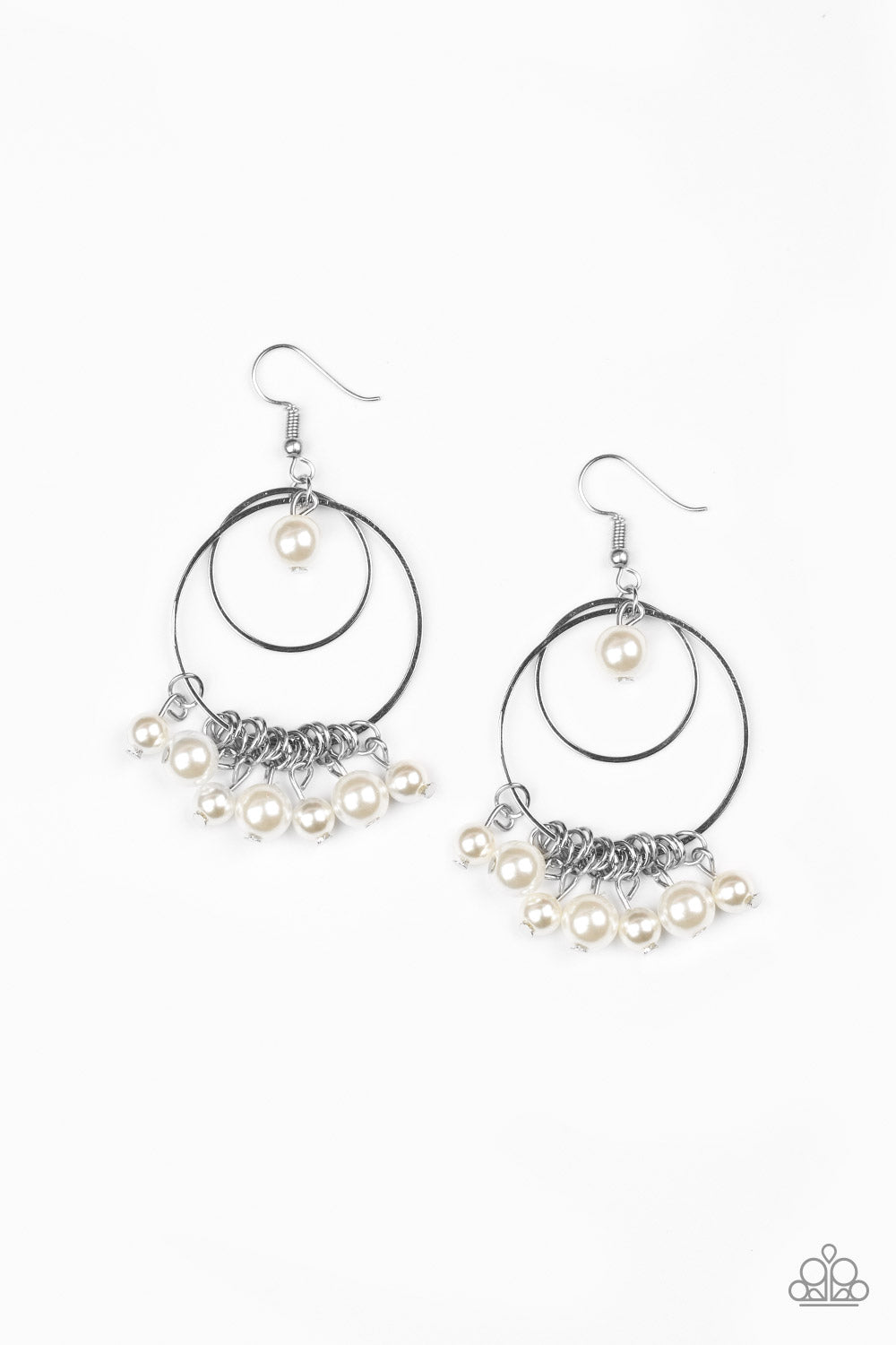 New York Attraction - White - Paparazzi Earring (#857)
