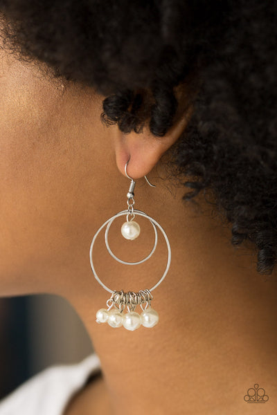 New York Attraction - White - Paparazzi Earring (#857)
