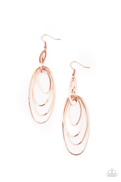 OVAL The Moon - Copper Paparazzi Earrings