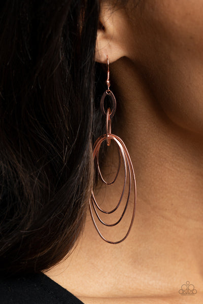 OVAL The Moon - Copper Paparazzi Earrings