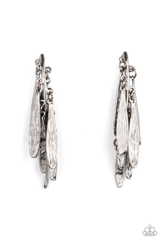 Pursuing The Plumes - Black Paparazzi Earrings