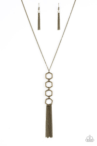 Paparazzi Long Necklace - Ready, Set, GEO! - Brass (#390)