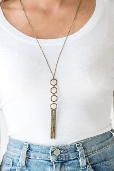 Paparazzi Long Necklace - Ready, Set, GEO! - Brass (#390)