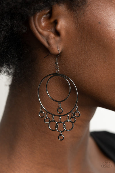 Roundabout Radiance - Black Paparazzi Earrings (PZ-513)