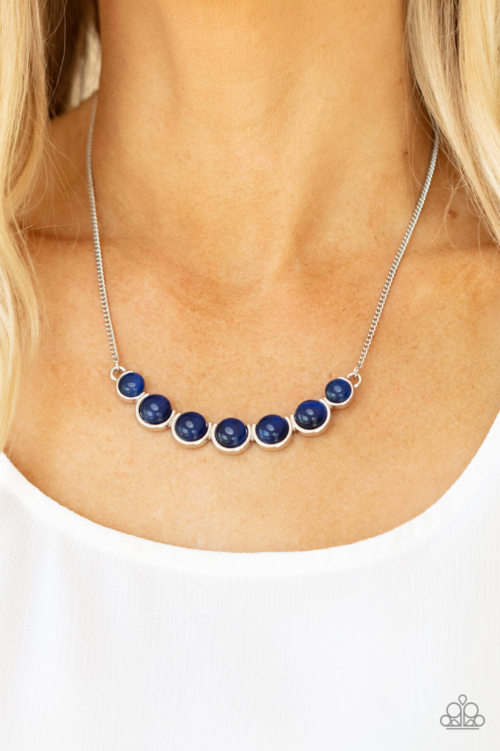 Serenely Scalloped - Blue Paparazzi Necklace (PZ-950)