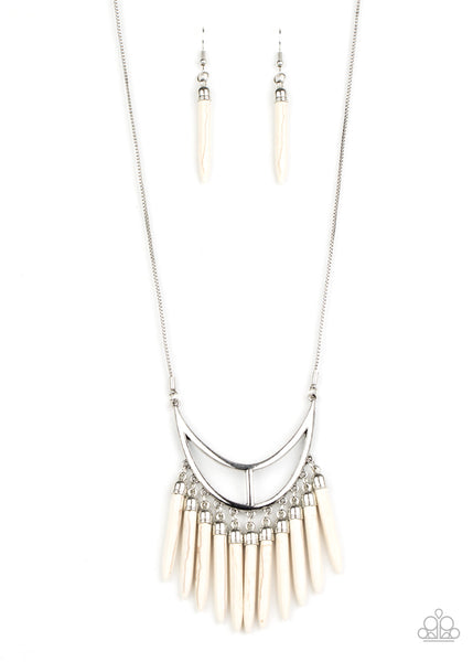 Stone Age A-Lister - White Paparazzi Necklace (#2247)