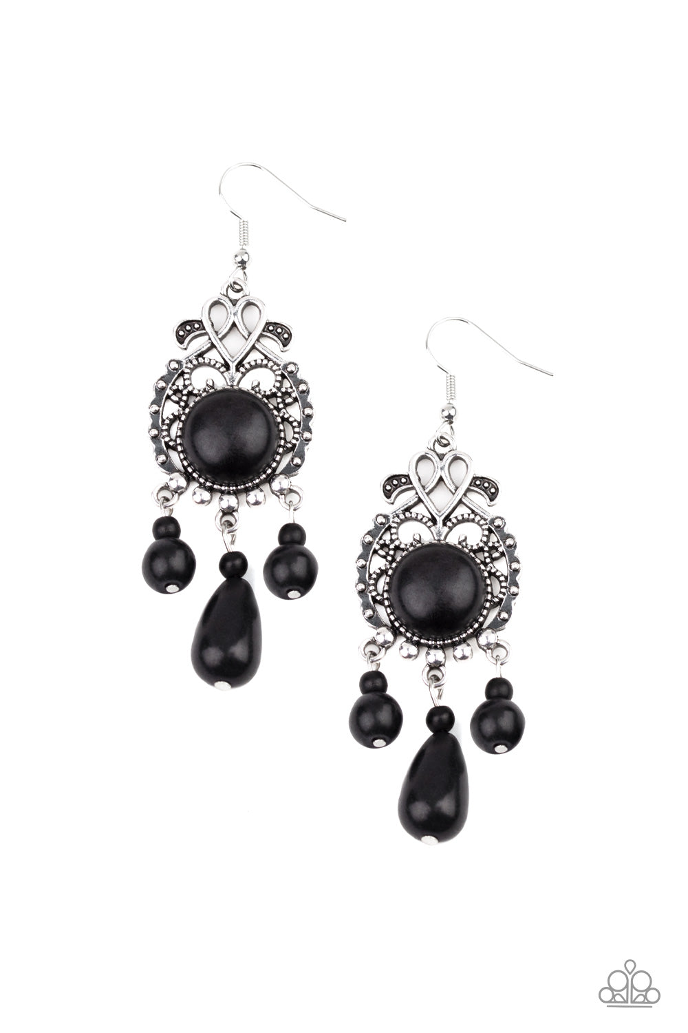 Stone Bliss - Black-Paparazzi Earrings (#1396)