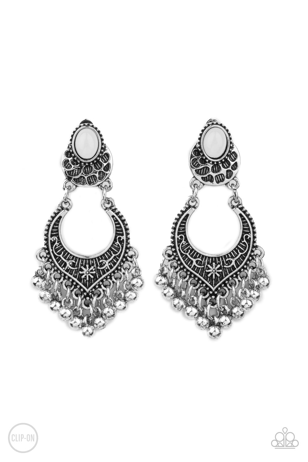 Summery Gardens - White Paparazzi Earrings (PZ-019)