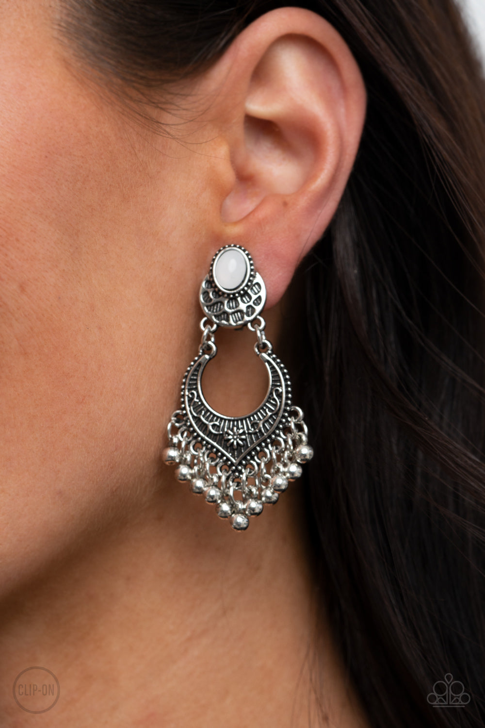 Summery Gardens - White Paparazzi Earrings (PZ-019)