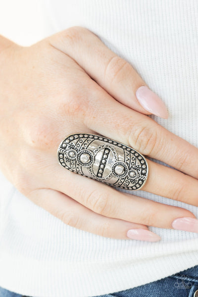 Tiki Trail - Silver Paparazzi Ring (R210)