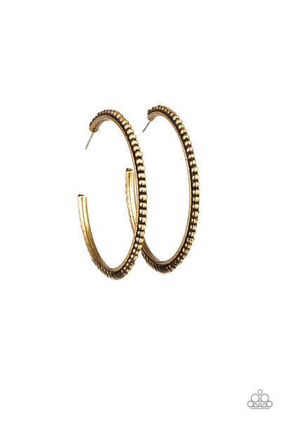 Paparazzi Hoop Earrings - Totally On Trend - Brass (PZ-279)