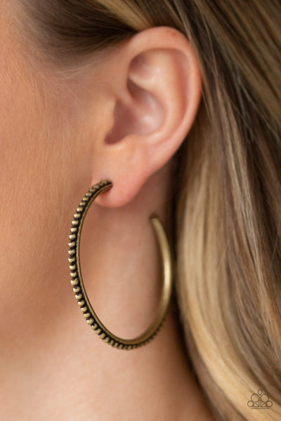 Paparazzi Hoop Earrings - Totally On Trend - Brass (PZ-279)