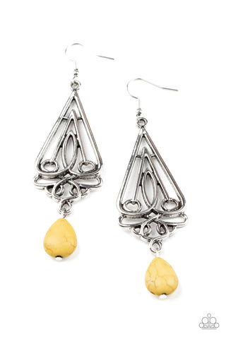 Transcendent Trendsetter - Yellow Paparazzi Earrings (#4729)