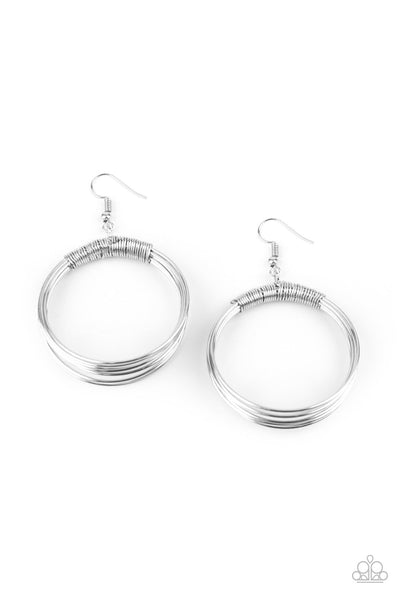 Urban-Spun - Silver Paparazzi Earrings (#2145)