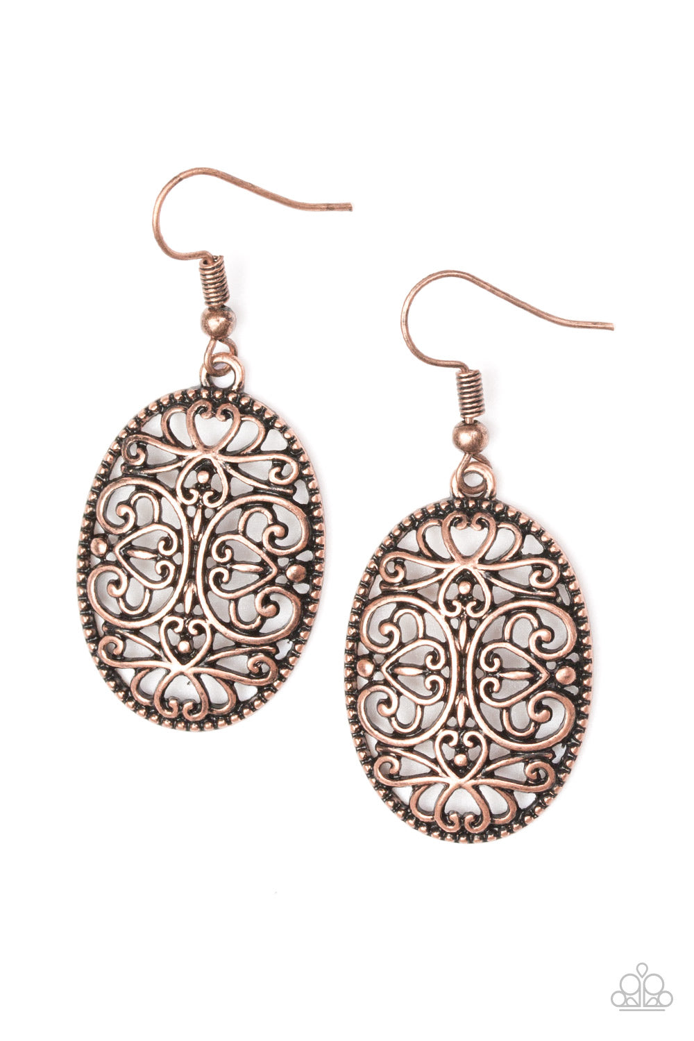 Wistfully Whimsical - Copper-Paparazzi Earrings (PZ-927)