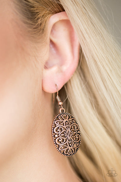 Wistfully Whimsical - Copper-Paparazzi Earrings (#927)